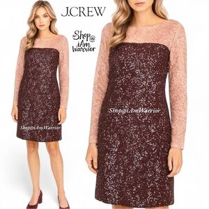 J.Crew RARE vintage swirl sequin color-block long sleeve sweater dress
